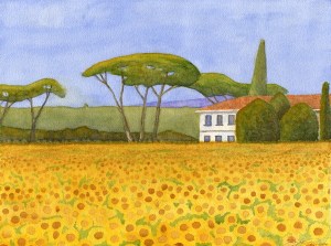 Sunflower Field and Villa